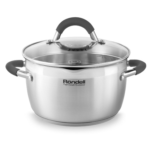 

Кастрюля RONDELL Flamme RDS-025, 5.7л, с крышкой, серебристый