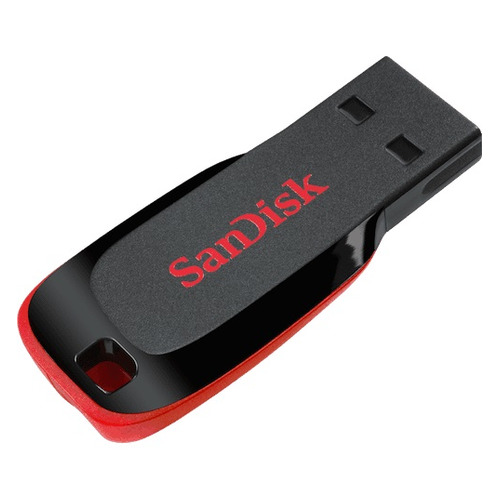 

Флешка USB Sandisk Cruzer Blade 64ГБ, USB2.0, черный и красный [sdcz50-064g-b35], Blade