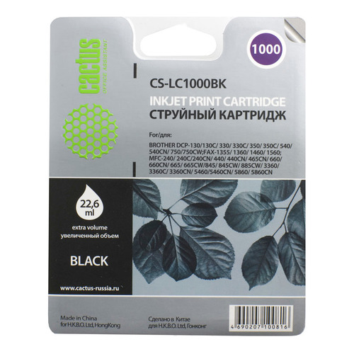 

Картридж CACTUS CS-LC1000BK, черный, CS-LC1000BK