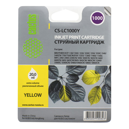 

Картридж CACTUS CS-LC1000Y, желтый, CS-LC1000Y