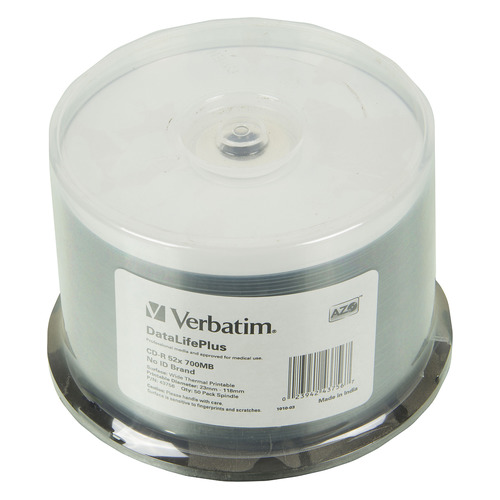 

Оптический диск CD-R VERBATIM 700МБ 52x, 50шт., 43756, cake box, printable, Нет