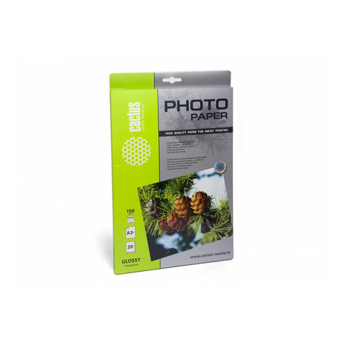 

Фотобумага Cactus CS-GA315020, A3+, 150г/м2, 20л, для струйной печати, белый, покрытие глянцевое, CS-GA315020