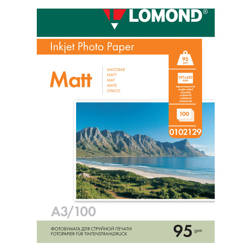 

Фотобумага Lomond 0102129 A3/95г/м2/100л./белый матовое для струйной печати
