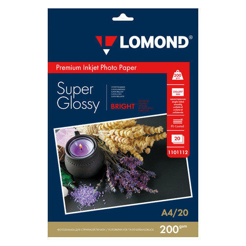 

Фотобумага Lomond 1101112 A4/200г/м2/20л./белый высокоглянцевое для струйной печати