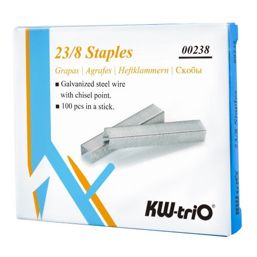 

Упаковка скоб для степлера KW-Trio 0238, 23/8, 1000шт, картонная коробка 20 шт./кор., 0238