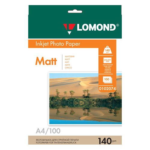 

Фотобумага Lomond 0102074 A4/140г/м2/100л./белый матовое для струйной печати