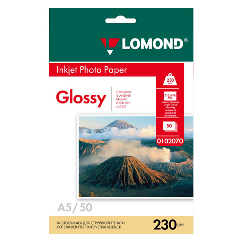 

Фотобумага Lomond 0102070 A5/230г/м2/50л./белый глянцевое для струйной печати