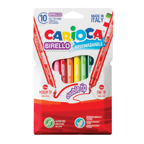 

Упаковка фломастеров Carioca BIRELLO, 10 цв., коробка с европодвесом [41438] 24 шт./кор., BIRELLO