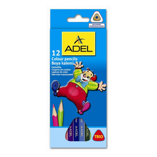 

Упаковка карандашей цветных ADEL Colour TRIO 211-3315-007, трехгранные, 3мм, 12 цв., коробка европодвес 12 шт./кор, Colour TRIO