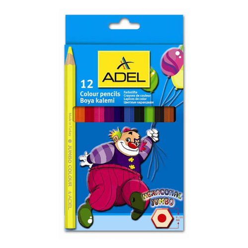 

Карандаши цветные Adel JUMBO HEXA 211-9510-000 шестигран. 5.4мм 12цв. коробка/европод. 6 шт./кор.