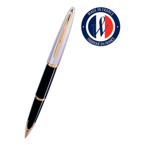 

Ручка перьев. Waterman Carene De Luxe (S0699920) Black Silver GT F золото 18K подар.кор., De Luxe