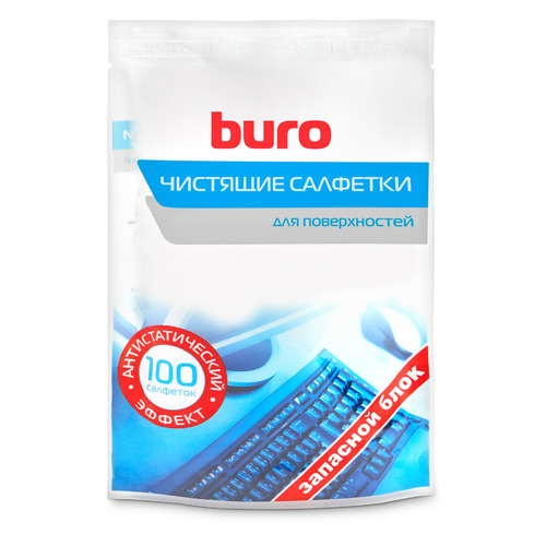 фото Влажные салфетки buro bu-zsurface, 100 шт (запасной блок) 10 шт./кор.