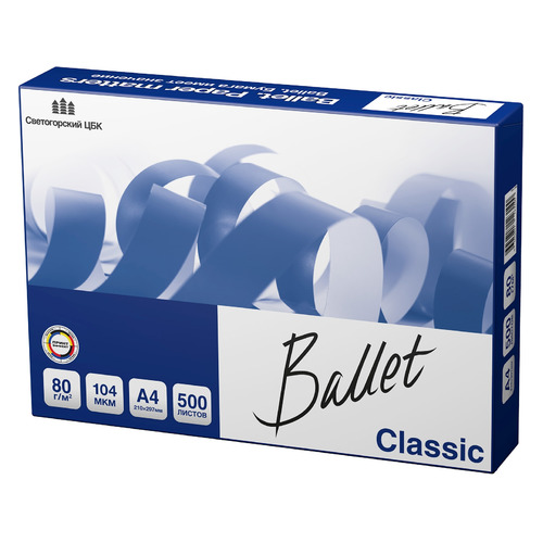 

Бумага SYLVAMO Ballet Classic, A4, 80г/м2, 500л, для лазерной печати, белый, покрытие матовое / матовое 5 шт./кор., Ballet Classic