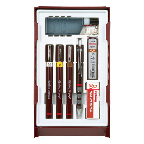 фото Набор рапидографов rotring college set s0699530 в компл.:0.25/0.35/0.5мм/аксессуары