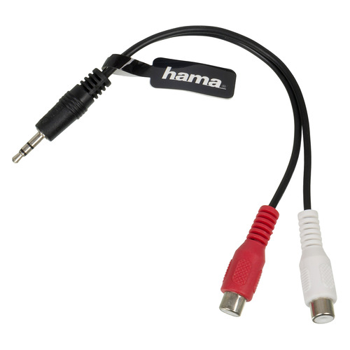 

Адаптер аудио HAMA H-43365, 2хRCA (f) - Jack 3.5 (m) , черный [00043365], H-43365