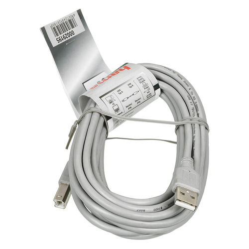 фото Кабель usb2.0 hama h-29195, usb a(m) - usb b(m), 5м, серый [00029195]