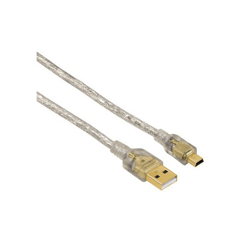 фото Кабель usb2.0 hama h-41533, usb a(m) - mini usb b (m), gold , 1.8м, прозрачный [00041533]