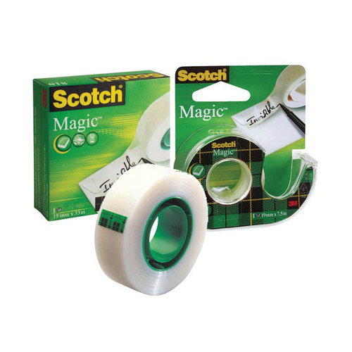 фото Клейкая лента канцелярская 3m scotch magic 7000038136 шир.19мм дл.7.5м невидимая на диспенсере