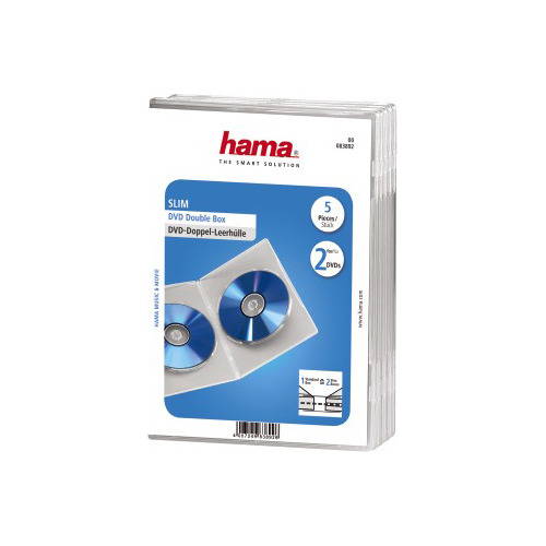 

Коробка HAMA H-83892 Slim Case, 5шт., прозрачный, для 2 дисков [00083892], H-83892 Slim Case