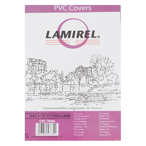 

Обложка Fellowes Lamirel, A4, 150мкм, 100, прозрачный, Lamirel