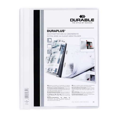 

Упаковка папок-скоросшивателей DURABLE 2579-02, A4+, пластик, белый 25 шт./кор.