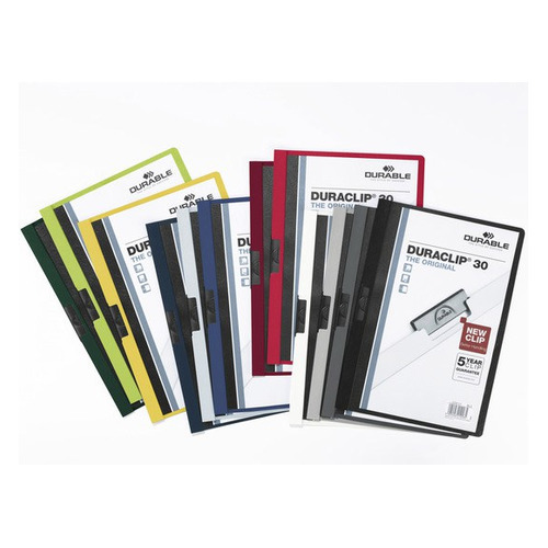 

Упаковка папок с клипом DURABLE Duraclip 2200-07, прозрач. верх.лист, A4, 1-30 лист., темно-синий 25 шт./кор.
