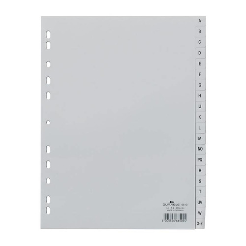 

Упаковка разделителей индексных DURABLE 6513-10, A4, пластик, A-Z 20 шт./кор.
