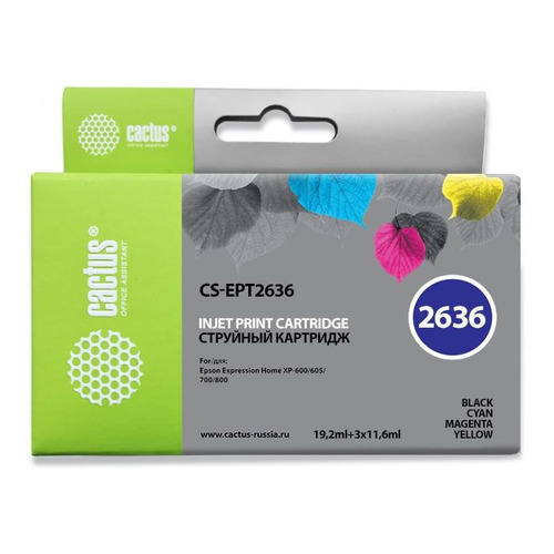 

Картридж Cactus CS-EPT2636, черный / голубой / пурпурный / желтый / CS-EPT2636, CS-EPT2636