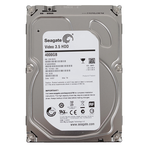 

Жесткий диск SEAGATE Video ST4000VM000, 4Тб, HDD, SATA III, 3.5"