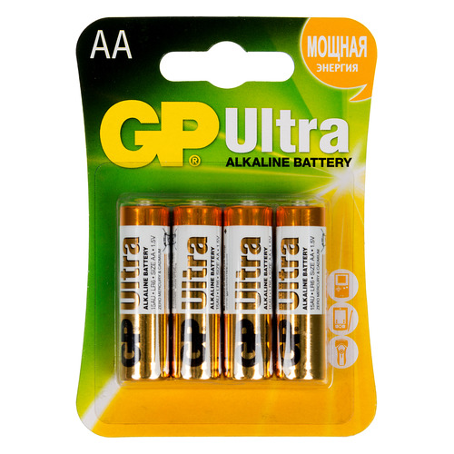 фото Aa батарейка gp ultra alkaline 15au lr6, 4 шт.