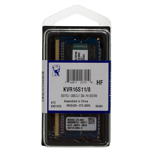 фото Модуль памяти kingston kvr16s11/8 ddr3 - 8гб 1600, so-dimm, ret