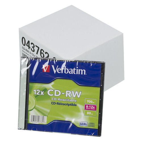 

Оптический диск CD-RW VERBATIM 700МБ 12x, 20шт., 43762, slim case, Нет