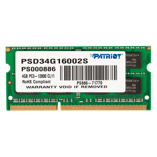 фото Модуль памяти patriot psd34g16002s ddr3 - 4гб 1600, so-dimm, ret