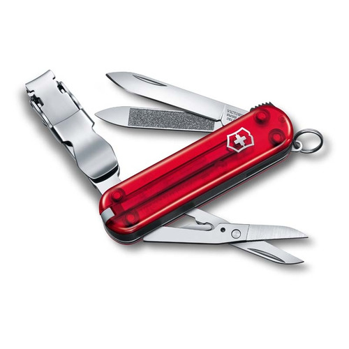 фото Складной нож victorinox nail clip, 8 функций, 65мм, красный полупрозрачный