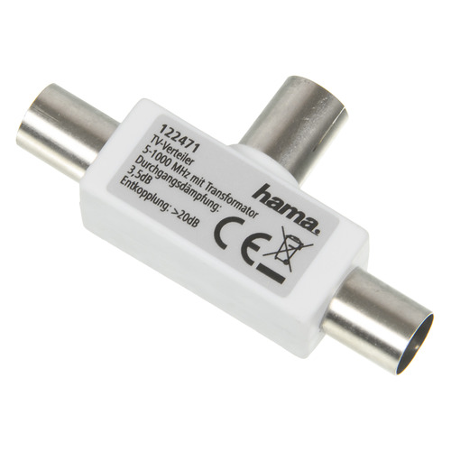 

Сплиттер антенный HAMA 00122471, Coax (f) - Coax (m) , Coax (m), белый, 00122471