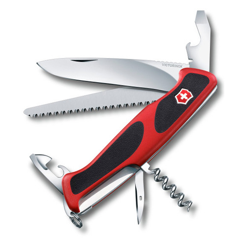

Складной нож Victorinox RangerGrip 55, функций: 12, 130мм, красный / черный, коробка картонная [0.9563.c ], RangerGrip 55
