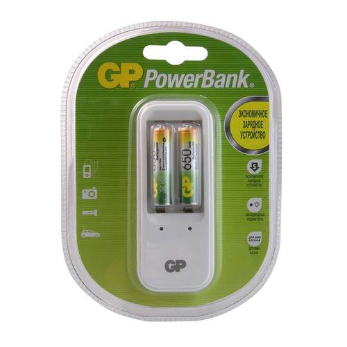 фото Aaa аккумулятор + зарядное устройство gp powerbank pb410gs65, 2 шт. 650мaч