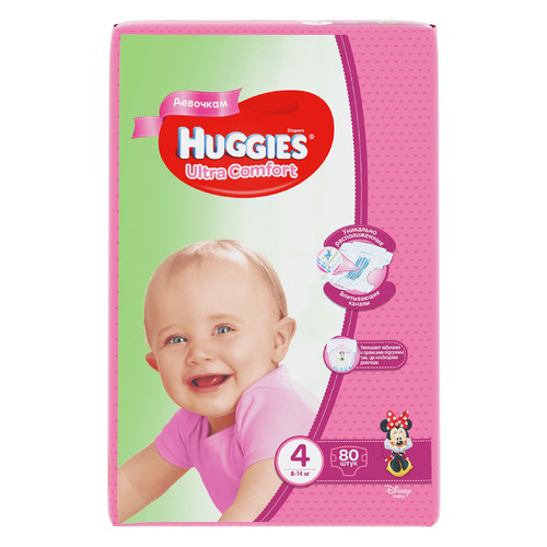 фото Huggies подгузники ultra comfort 4, 8-14 кг, 80 шт.