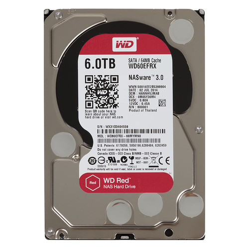 фото Жесткий диск wd red wd60efrx, 6тб, hdd, sata iii, 3.5"