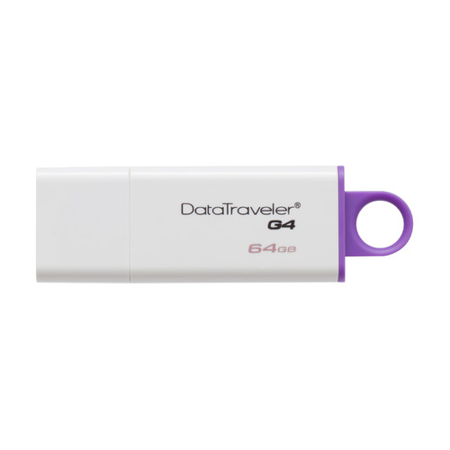 фото Флешка usb kingston datatraveler g4 64гб, usb3.0, белый и фиолетовый [dtig4/64gb]