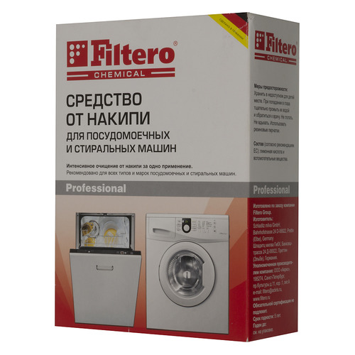 

очиститель от накипи FILTERO Арт.601, для посудомоечных и стиральных машин, 200мл