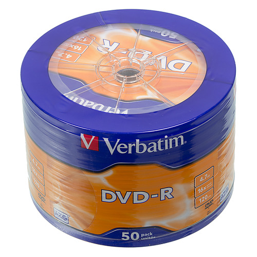 

Оптический диск DVD-R VERBATIM 4.7ГБ 16x, 50шт., 43731, cake box, Нет