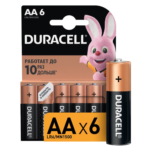 

AA Батарейка Duracell Basic LR6-6BL MN1500, 6 шт., LR6-6BL MN1500