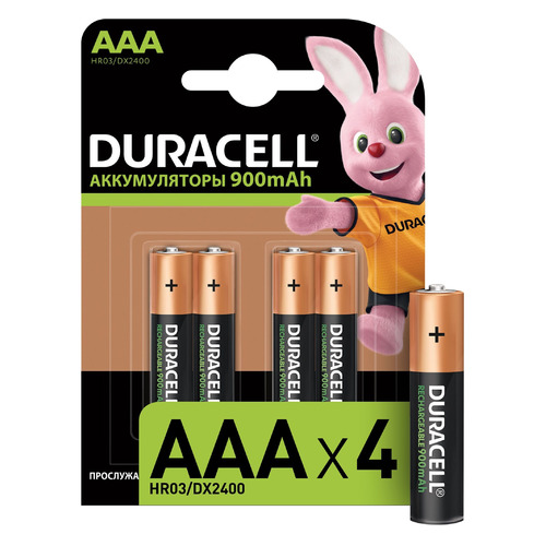 фото Aaa аккумулятор duracell rechargeable hr03-4bl, 4 шт. 850мaч