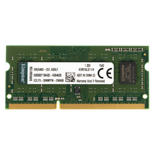 фото Модуль памяти kingston valueram kvr16ls11/4 ddr3l - 4гб 1600, so-dimm, ret