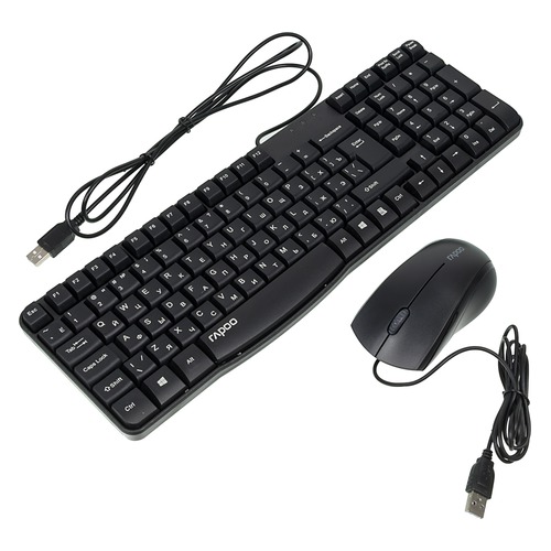 

Комплект (клавиатура+мышь) RAPOO N1850, USB, проводной, черный