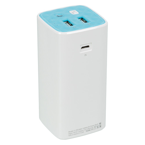 

Внешний аккумулятор (Power Bank) TP-LINK TL-PB10400, 10400мAч, белый/голубой